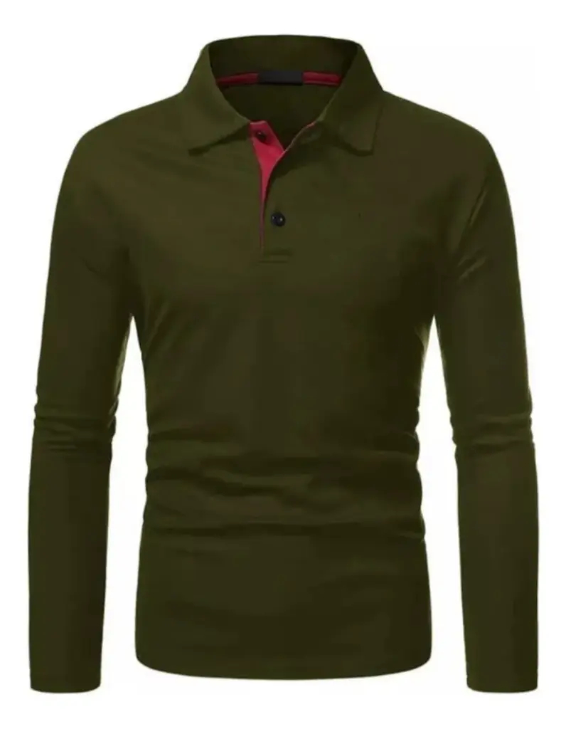 Playera Slim Fit Garnett Hombre Manga Larga Cuello Polo Red