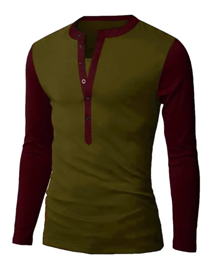 Playera Slim Fit Garnett Hombre Caballero Manga Larga Mao Combinada