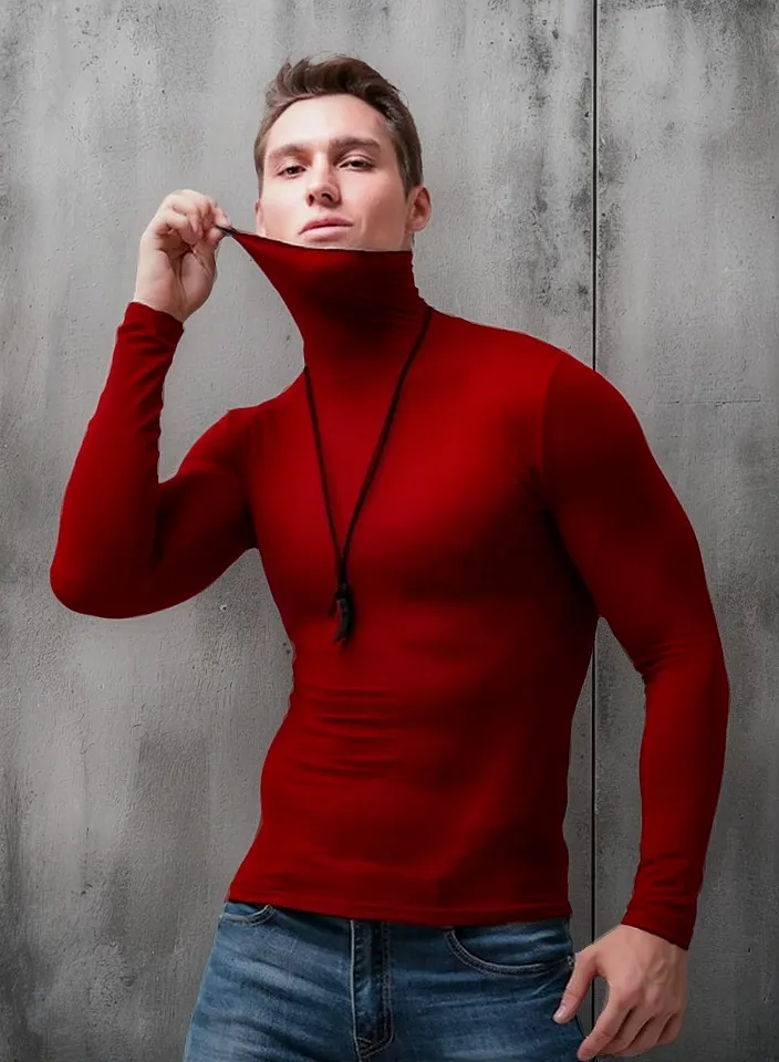 Playera Slim Fit Hombre Caballero Cuello Tortuga Cubreboca