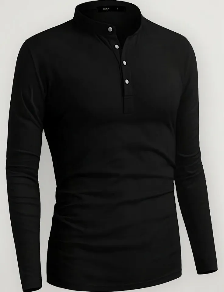 Playera Slim Fit Garnett Hombre Mao Manga Larga Praga