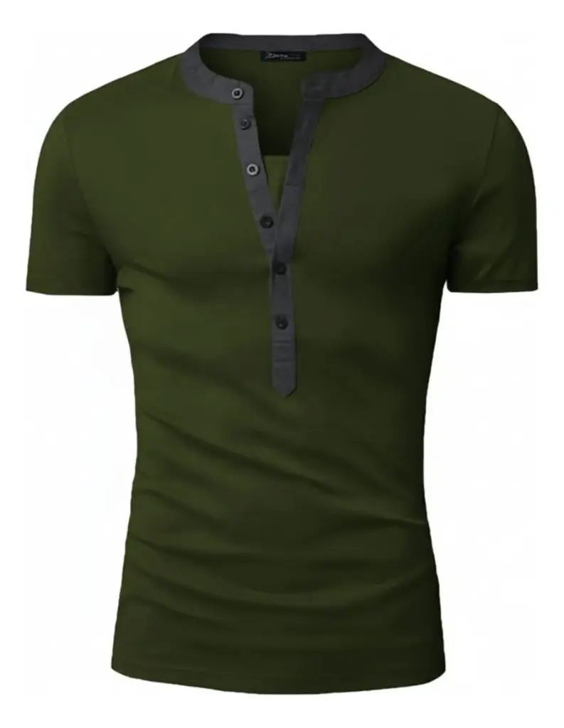 Playera Slim Fit Garnett Hombre Cuello En Contraste Mao Manga Corta