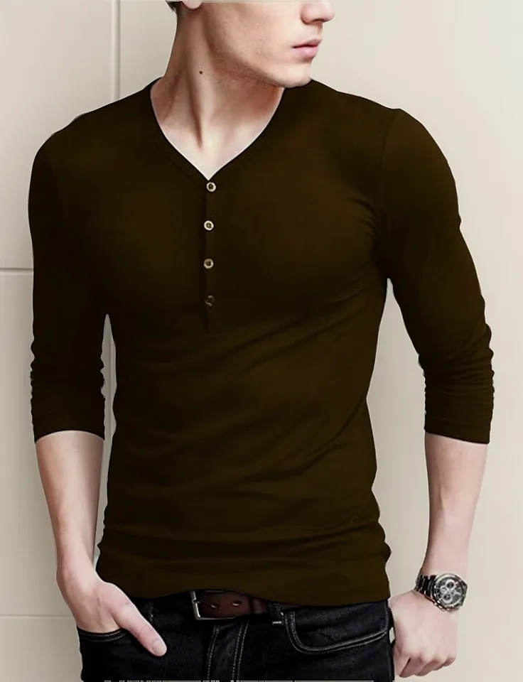 Playera Slim Fit Garnett Hombre Cuello V Manga Larga Oslo