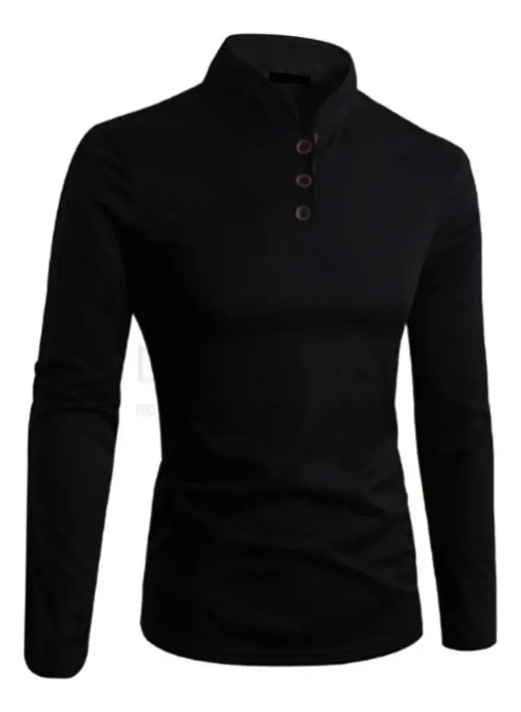 Playera Hombre Slim Fit Garnett Mao Manga Larga Casual Alto