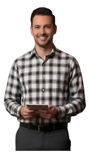 Camisa Slim Fit Garnett Hombre Cuadros Manga Larga