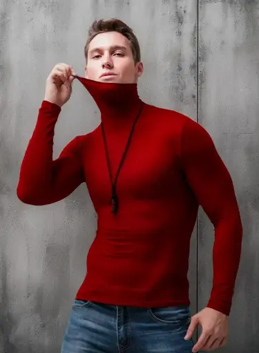 Playera Slim Fit Hombre Caballero Cuello Tortuga Cubreboca