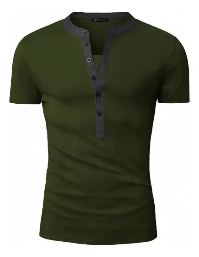 Playera Slim Fit Garnett Hombre Cuello En Contraste Mao Manga Corta